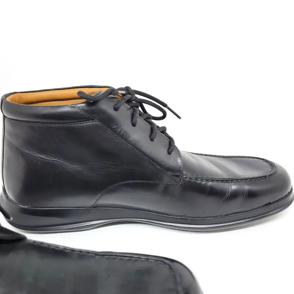 Cole Haan Mens Size 8 Black Leather Waterproof  Moc Toe Nikeair Ankle Boots